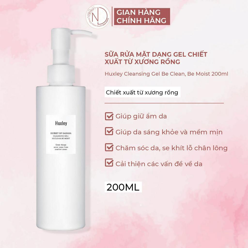 Sữa rửa mặt dạng gel chiết xuất từ xương rồng Huxley Cleansing Gel Be Clean, Be Moist 200ml