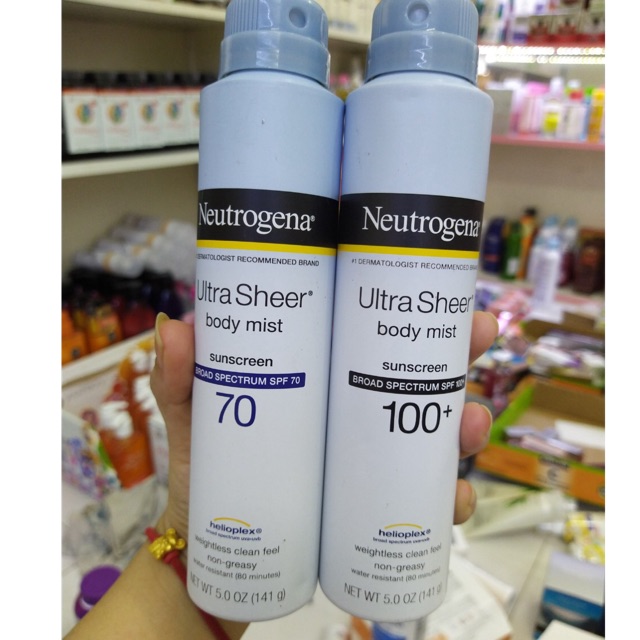 Xịt chống nắng toàn thân Neutrogena Ultra Sheer Body Mist SPF70 - 141g