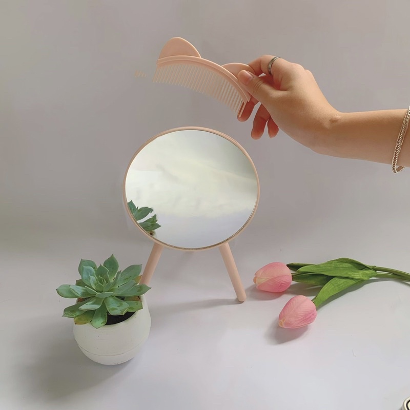 Gương Trang Điểm Kèm Lược, Gương Để Bàn Mẫu Mã Đặc Sắc Phù Hợp Để Decor