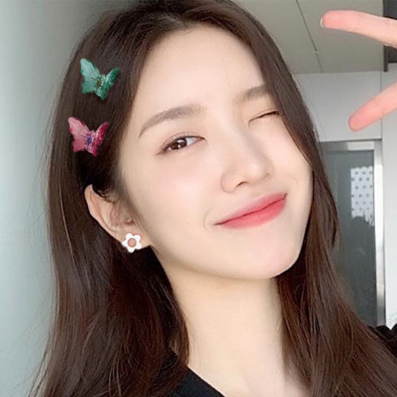 Kẹp Tóc Trong Suốt Màu Kẹo Hình Bướm Dễ Thương