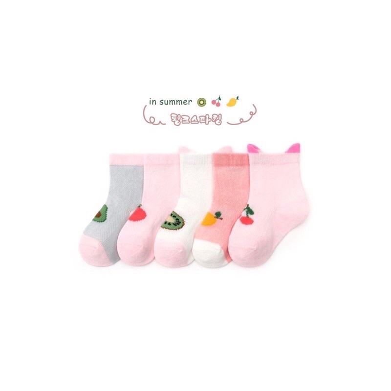 Sét 5 đôi tất lưới hoa quả cho bé loại đẹp