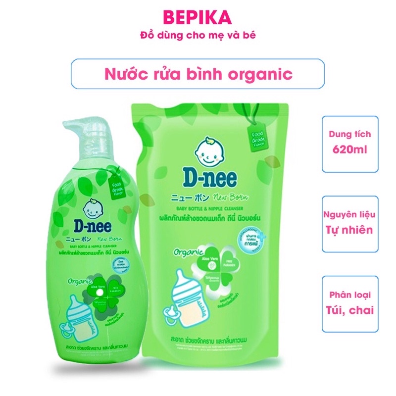 NƯỚC RỬA BÌNH SỮA DNEE ORGANIC 620ML, 600ML DATE MỚI NHẤT