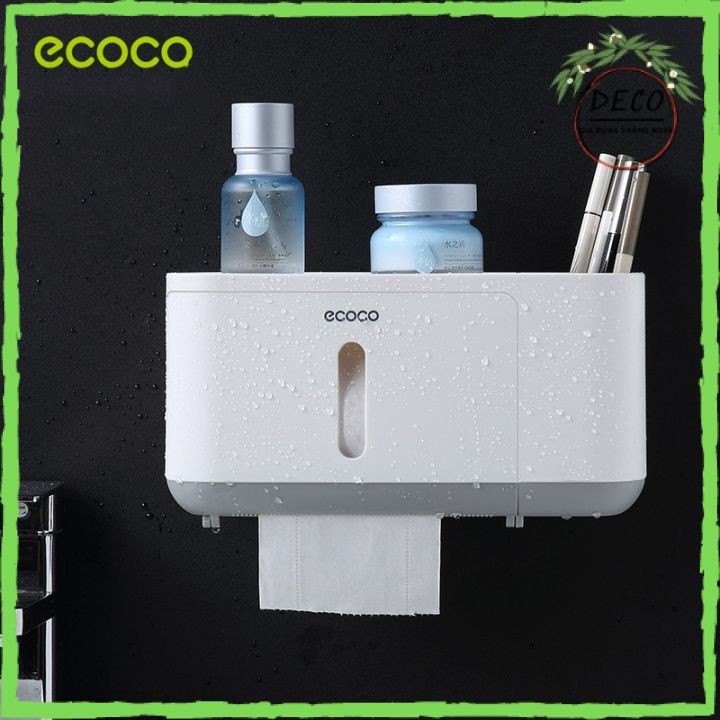 Hộp đựng giấy vệ sinh Ecoco dán tường ✅FREESHIP✅ có khay để đồ đa năng - ❄Loại cao cấp - Sản phẩm chính hãng, hình ch