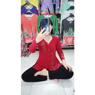 Áo bà ba ép đá. cổ tim