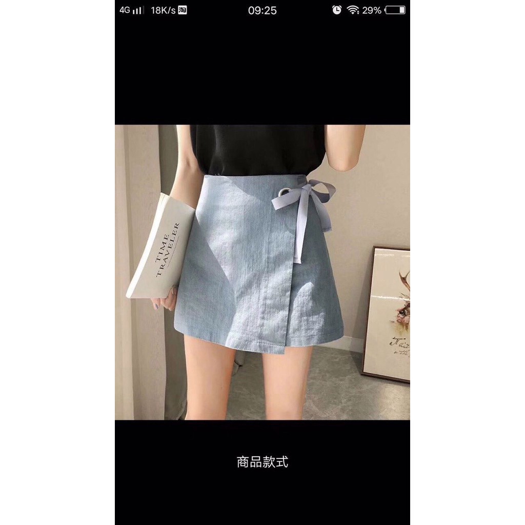 [Mã SKAMLTSM9 giảm 10% đơn 99K] Quần Váy Nữ Vạt Chéo Phối Nơ Xinh