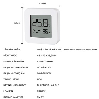Nhiệt ẩm kế điện tử xiaomi, máy đo nhiệt độ độ ẩm điện tử gia đình xiaomi - ảnh sản phẩm 7