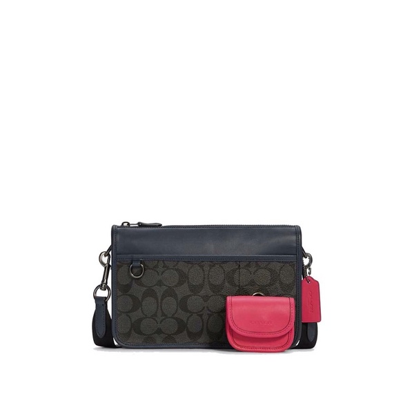 Túi coach unisex da thật phối canvas