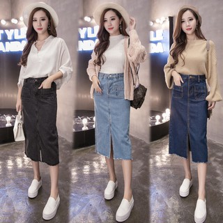 Váy jeans dài Hàn Quốc cho nữ