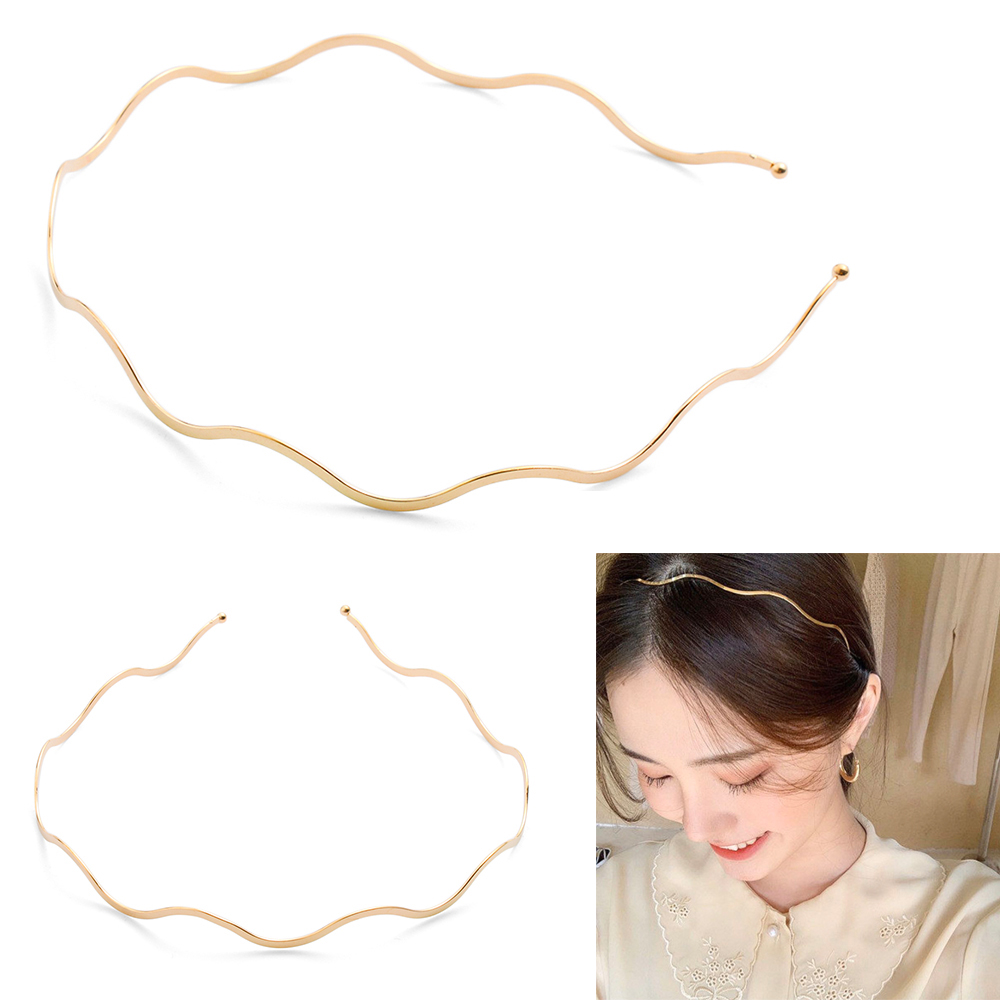 Băng Đô Cài Tóc Bằng Kim Loại Mỏng Dạng Uốn Lượn Sóng Thanh Lịch Sang Trọng Cho Cô Dâu