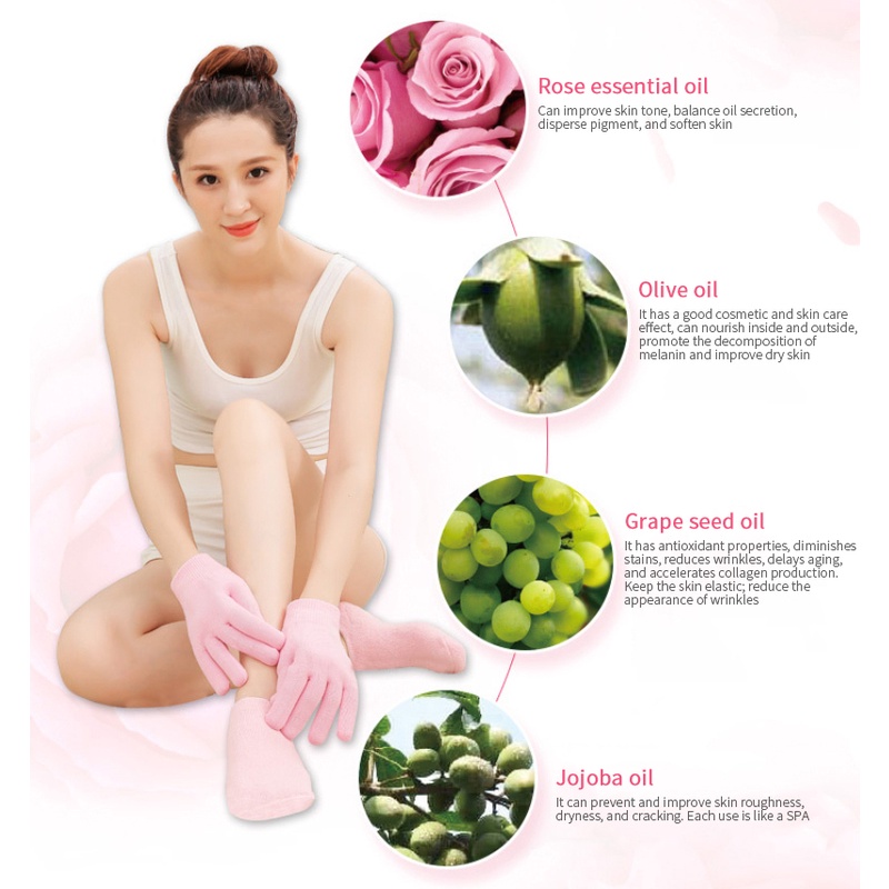 1 Cặp Găng Tay Dạng Vớ Gel Dưỡng Ẩm Tẩy Tế Bào Chết Làm Trắng Da Chân Có Thể Tái Sử Dụng