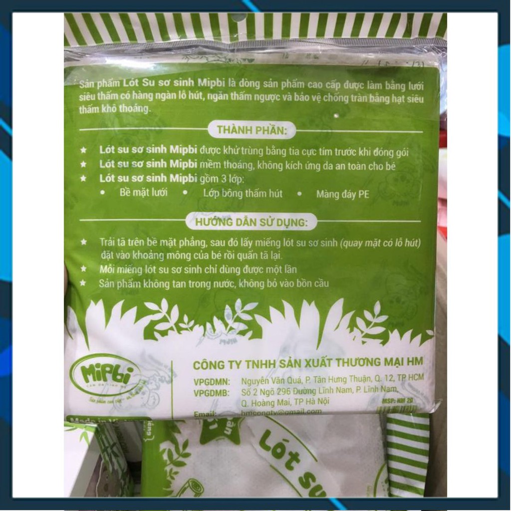 Lót phân su mipbi 30 tờ an toàn cho bé, tiện lợi cho mẹ