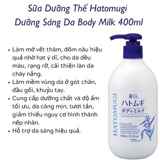 Sữa Dưỡng Thể Hatomugi Body Milk Dưỡng Sáng Da 400ml