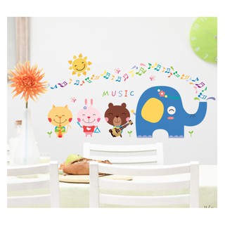 Decal dán tường hình chú voi xanh ca hát cho bé