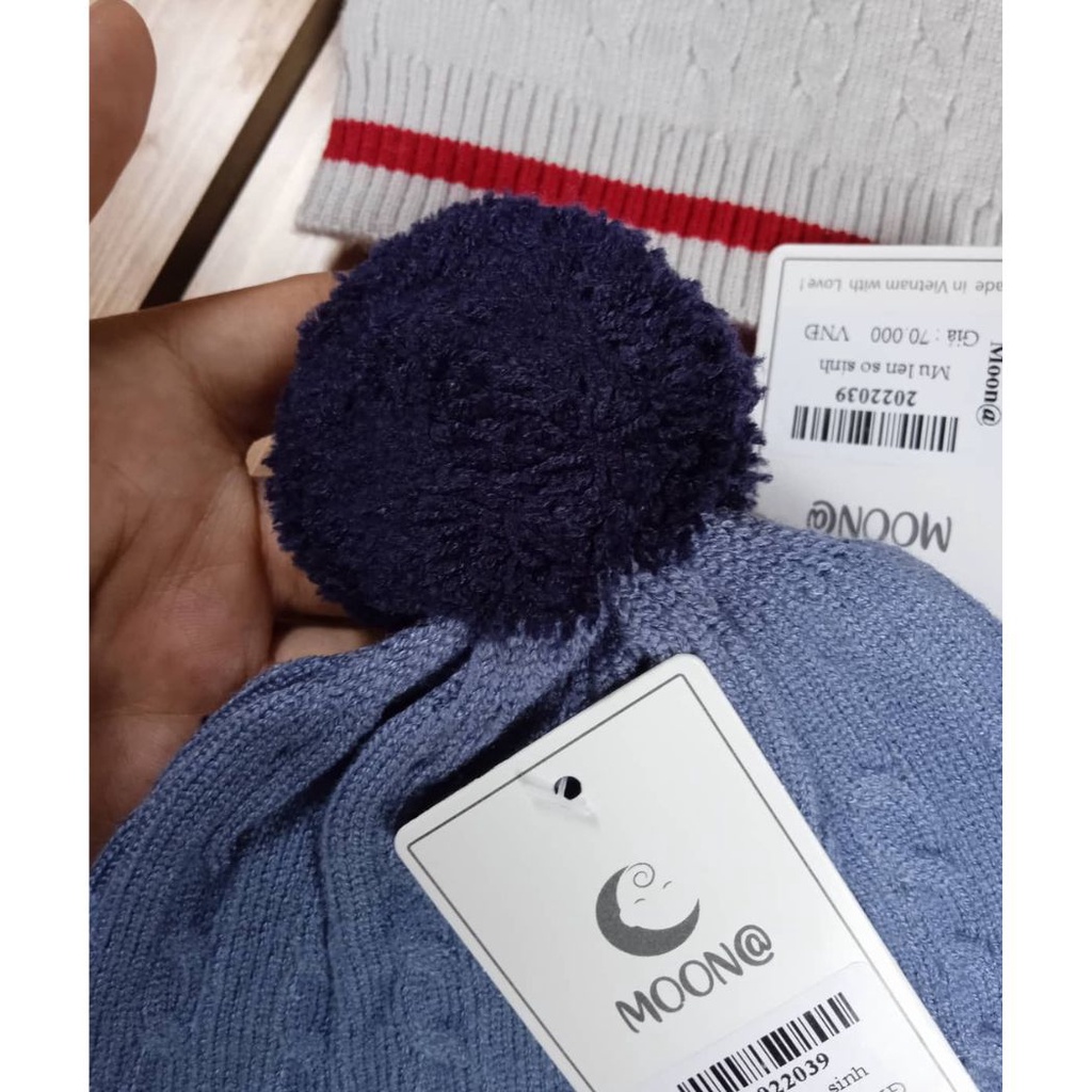 Mũ len xinh cho bé Moon siêu mềm, siêu xinh size 0-6M, 6-12M