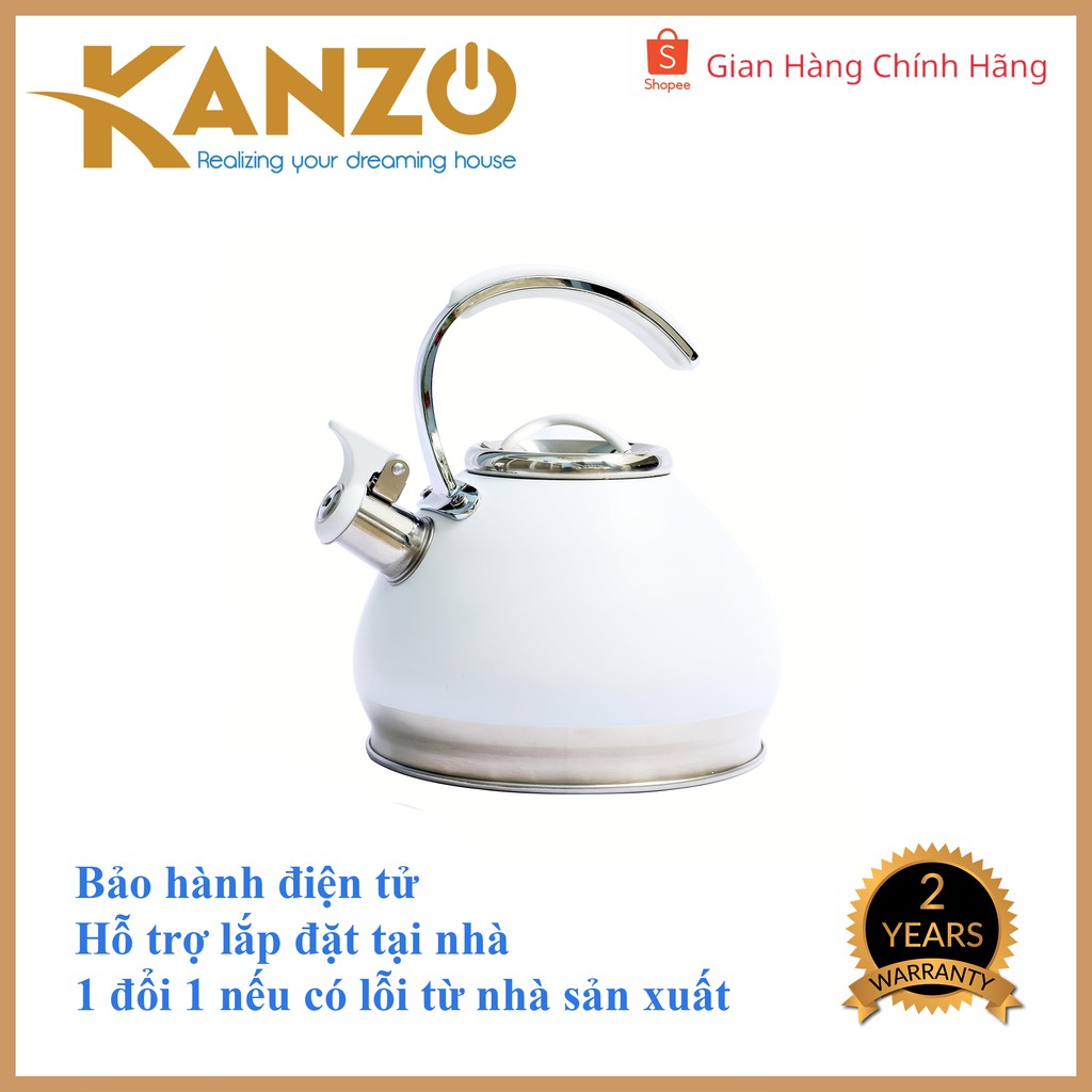 Ấm đun nước bếp từ Kanzo KZ-G88 còi báo [LUXURY] 3.0 L - Inox 304 - Phù hợp cho mọi loại bếp - Chất lượng Đức