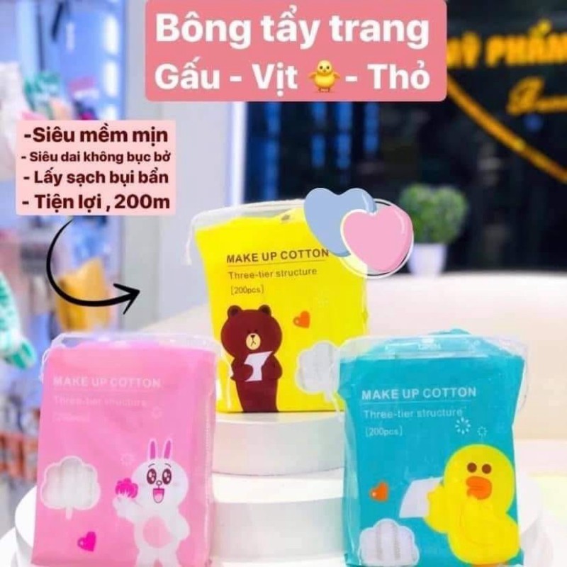 Bông Tẩy Trang Make Up Cotton Three-Tier Structure (200 Miếng)