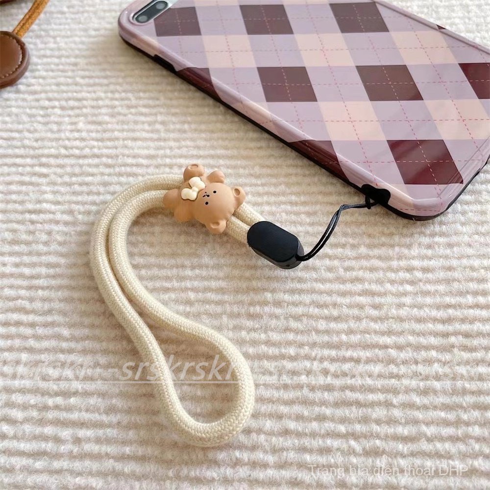 Spot Multi-- Cute Lanyards Lanyard Cotton Flax Wrist Strap Dense Woven Cotton String Cartoon resin Little Bear Mobile Phone Lanyard Mobile Phone Strap Couple's Lanyard Mobile Phone Pendant Anti-Separation Rope