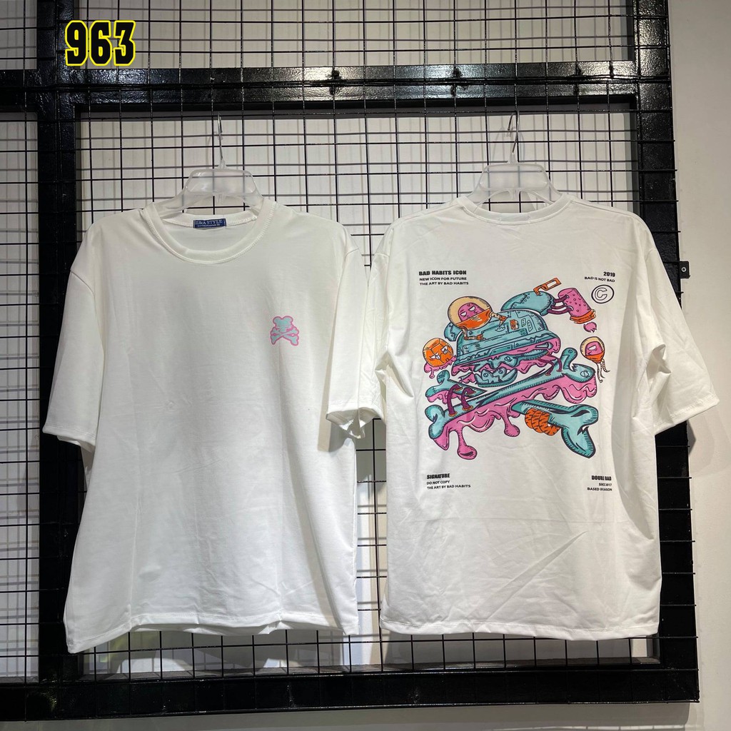 Áo thun tay ngắn unisex, áo phông tay lỡ nam nữ không phai màu, 65% cotton, free size 40-75kg yumi47store | BigBuy360 - bigbuy360.vn