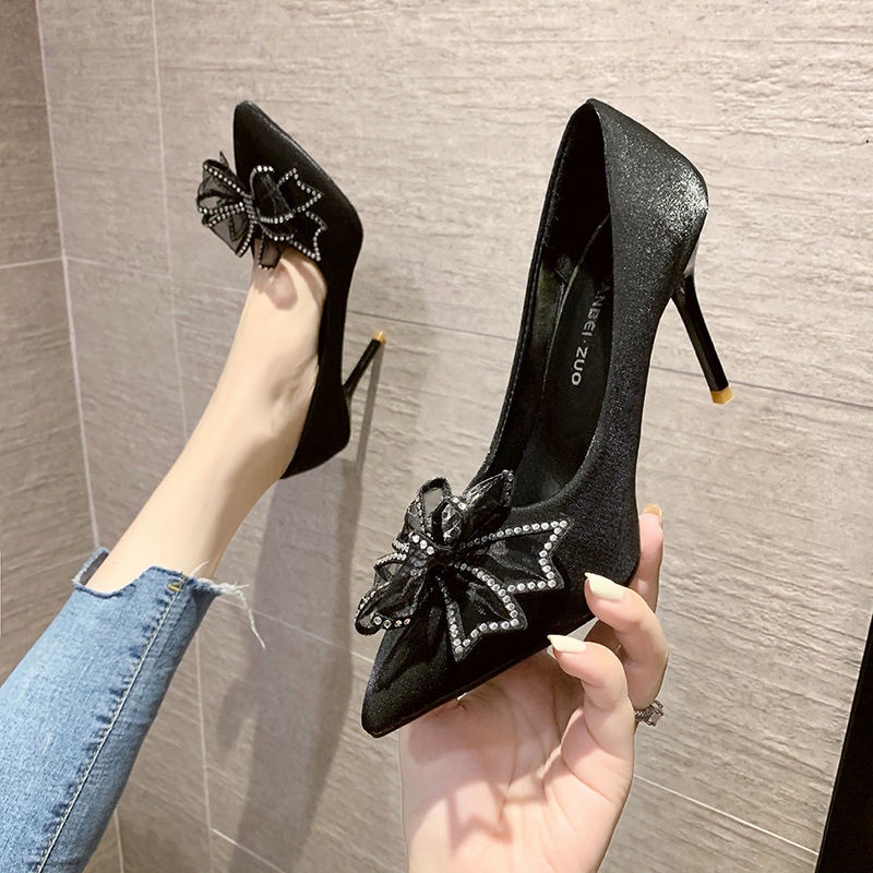Giày Cao Gót Đính Nơ Thời Trang Dự Tiệc Cưới Xinh Xắn
