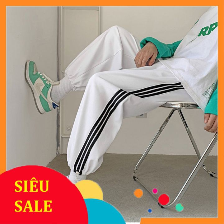 [ HÀNG ĐẸP ] Quần jogger BÓ CHUN RÚT GẤU 3 SỌC thể thao unisex nam nữ ống rộng hiphop
