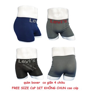 Combo 5 Quần Boxer / quần sịp đùi / quần lót nam  co giãn 4 chiều FREE SIZE CẠP DỆT KHÔNG CHUN cao cấp