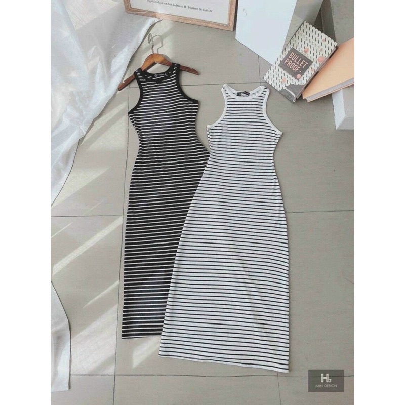 ĐẦM GÂN MAXI SỌC 3 LỖ