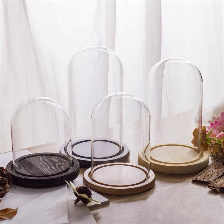 Đế gỗ có lồng thủy tinh tiện dụng cho trang trí DIY