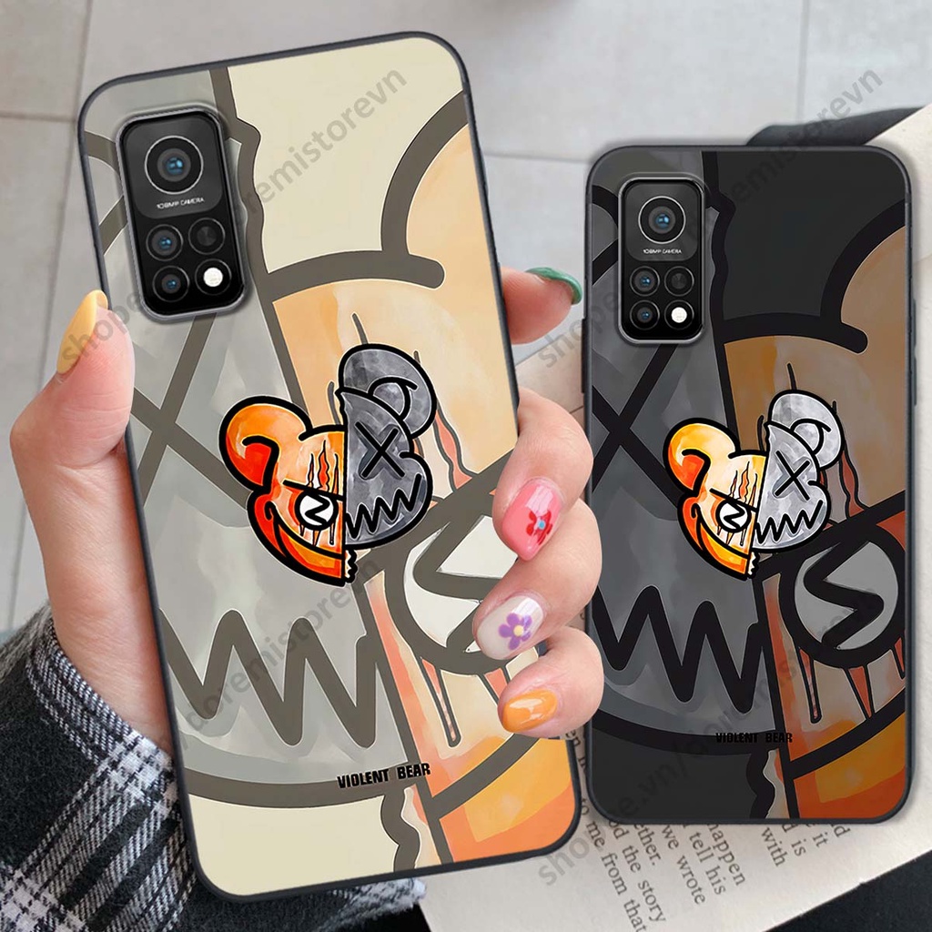 Ốp lưng Xiaomi Mi 10T Pro hình kaws, kith, bear brick nổi 3D phong cách độc đáo
