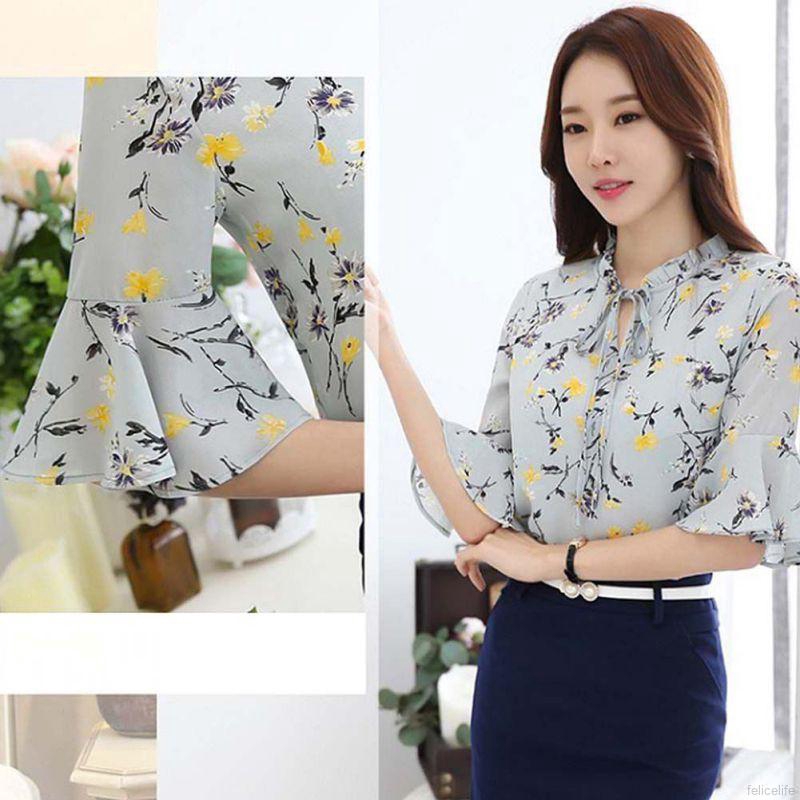 Áo sơ mi tay ngắn họa tiết hoa thời trang xinh xắn cho nữ