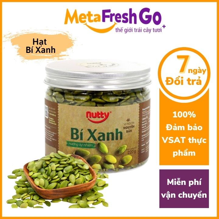 Hạt Bí Xanh Nướng Tách Vỏ Tự Nhiên Nutty 220gr Chắc Mẩy Sấy Giòn Nguyên Vị, Hạt Dinh Dưỡng Cao Cấp | Meta Freshgo