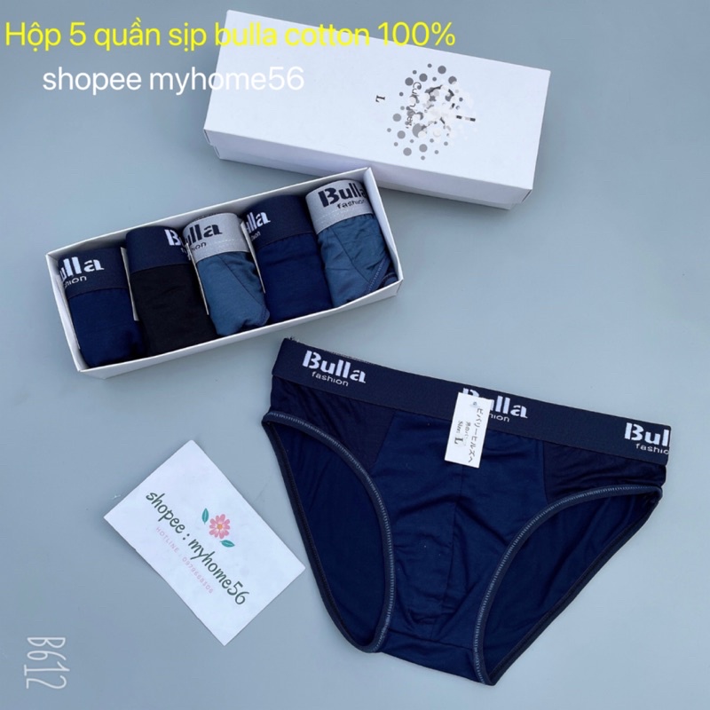 Hộp 5 quần sịp Chéo bulla vải cotton 100%