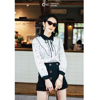 Áo sơ mi hoạ tiết 2 lá cổ rời cchat