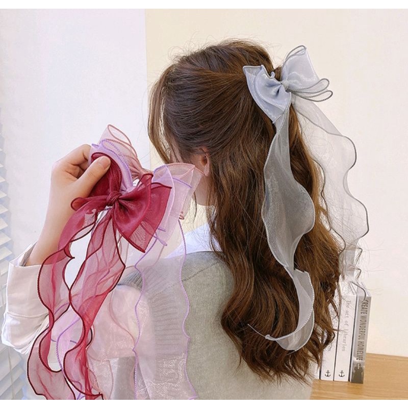 Cài kẹp tóc nơ dài ruy băng phong cách Hàn Quốc cổ trang Lh0917399527