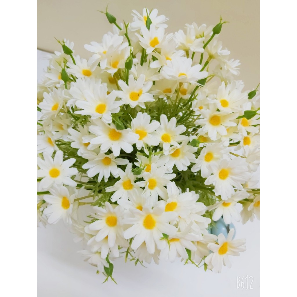 Hoa giả | Cành hoa cúc hoa mi 24 bông siêu đẹp trang trí nhà cửa (đủ màu)