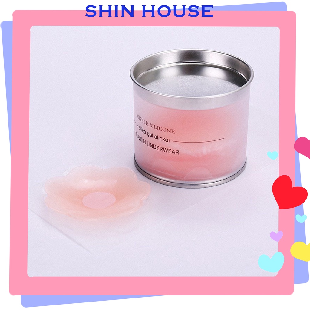 Miếng dán ngực ti silicon, dán ti Hộp 5 cặp sử dụng nhiều lần 6035