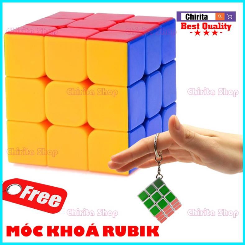 Đồ Chơi Rubik 3x3 Không Viền - Tặng Rubik Móc Khoá 3x3x3 RB