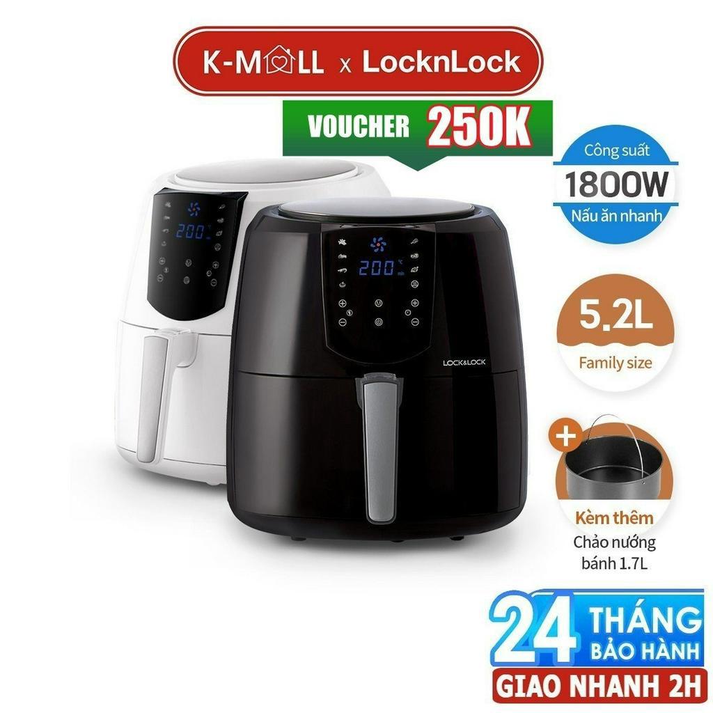 Nồi chiên không dầu LocknLock điện tử dung tích 5.2L tặng kèm chảo nướng 1.7L EJF357 - K-MALL