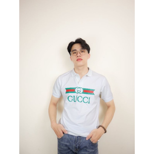 Áo Thun Nam Tay Ngắn Cổ Bẻ Gucci