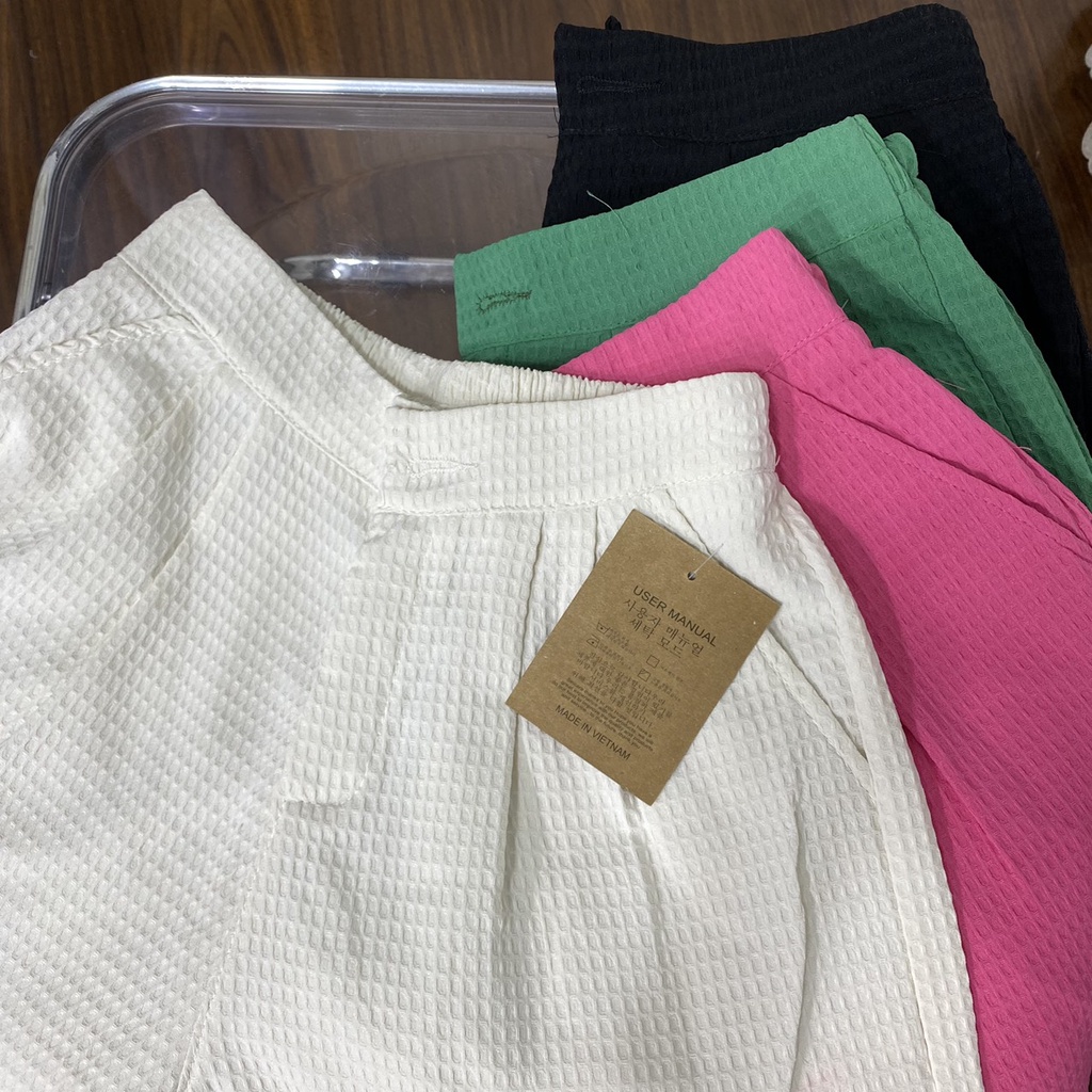Quần short lưng cao phối lưng thun