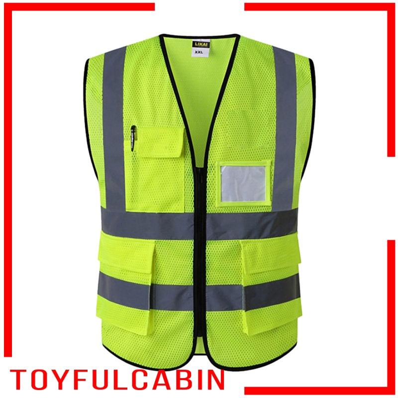 Áo bảo hộ phản quang màu vàng kèm túi công trường