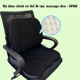 Bộ Gối tựa lưng Đệm lót mông cao su non SP8 - Gồm Tựa Lưng gai Massage và Đệm chỉnh tư thế