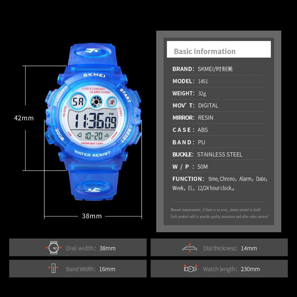 SKMEI 1451 Waterproof LED Digital Sports Watch For Kids | BigBuy360 - bigbuy360.vn