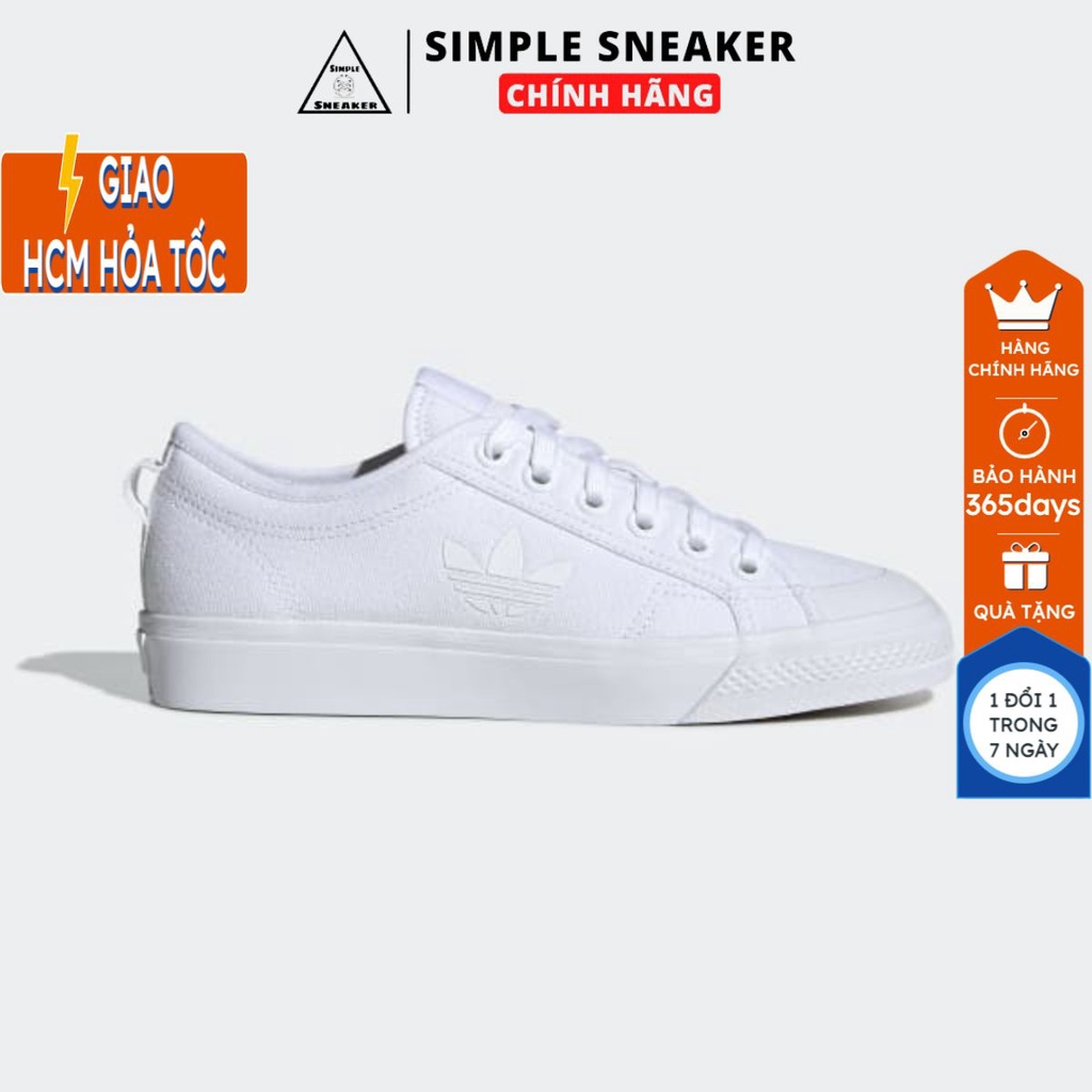 Giày Adidas Full Trắng 🔥FREESHIP🔥 Adidas Nizza Trefoil Allwhite Chính Hãng - Giày Nizza Auth - [EF1879]