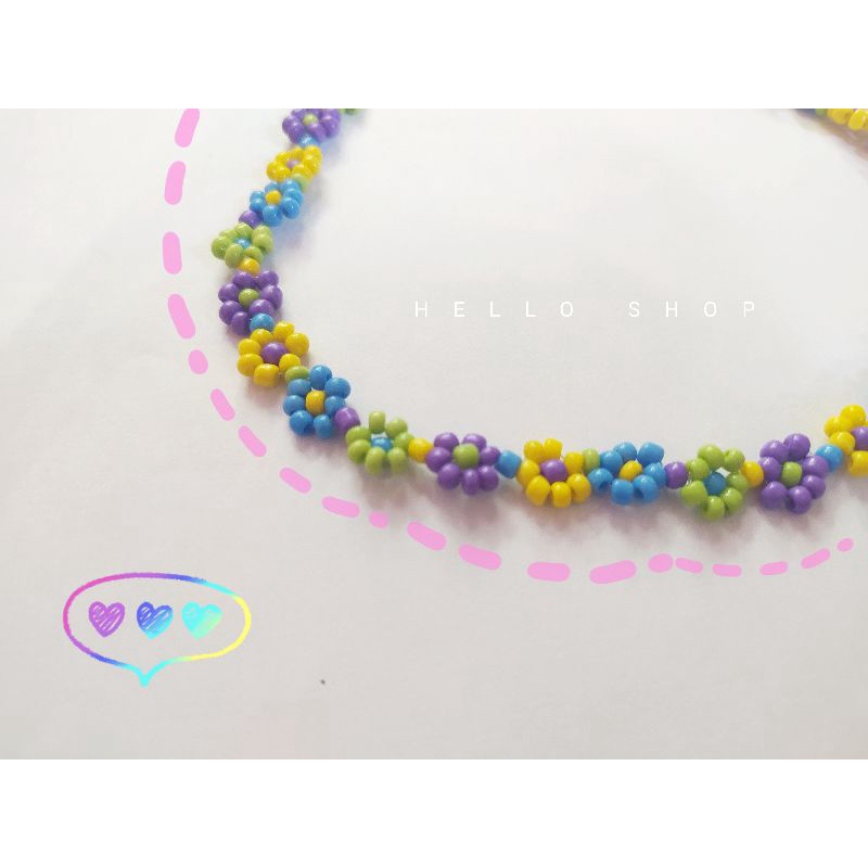 DÂY CHUYỀN CHOKER KẾT HOA HẠT CUWOWMG GAM MÀU TRẦM DỊU CỰC XINH
