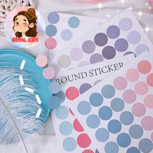 Set 48 sticker sắc màu cao cấp Morandi Round
