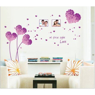 Decal dán tường Hoa trái tim tím
