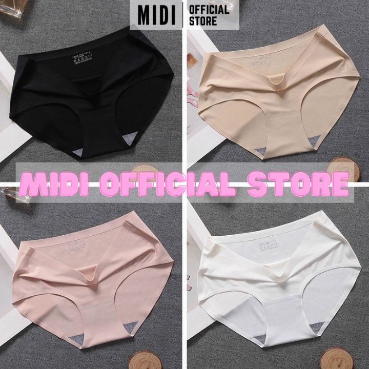Quần chip đúc su không đường may Midi Official Store quần lót nữ chất thun lạnh đúc mềm mát