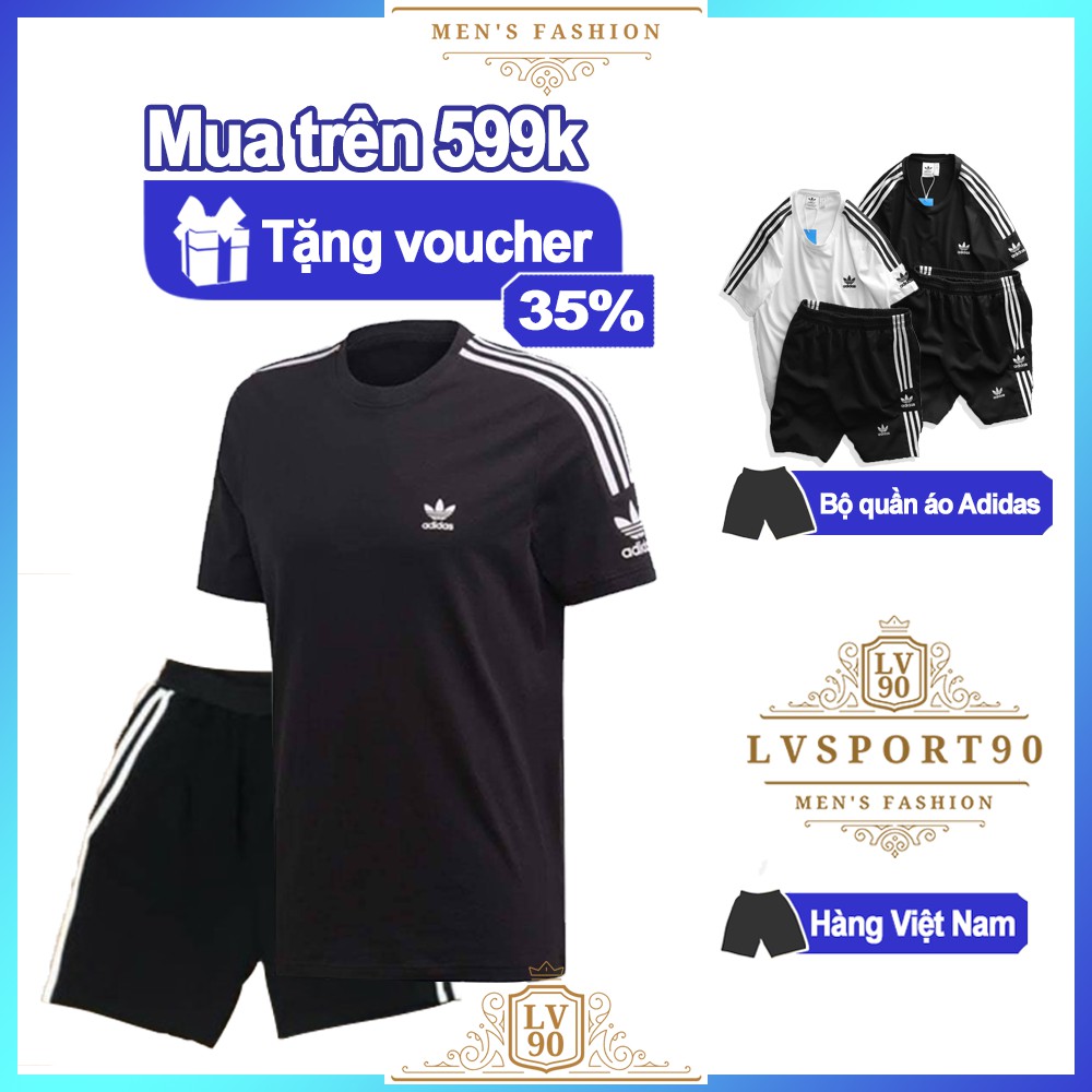 Bộ thể thao nam 💎SALE💎 Quần áo cộc bộ mùa hè cao cấp không cổ 2021 cotton 100% mặc chạy thể dục đi ngủ LVsport90 | BigBuy360 - bigbuy360.vn
