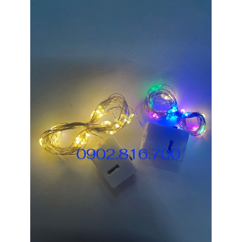 Dây Đèn LED chớp tắt đủ màu - 1 màu vàng nắng xài pin phụ kiện trang trí cây thông noel - trang trí giáng sinh - lễ tết