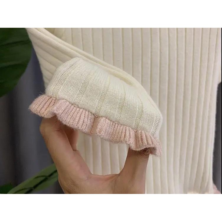 ❤Áo sweater Dệt Kim Tay Dài Cổ Cao Thời Trang Mùa Đông Cho Bé Gái